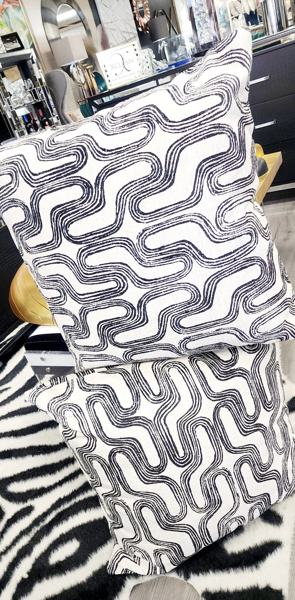 Linear Motif Down Feather Pillow
