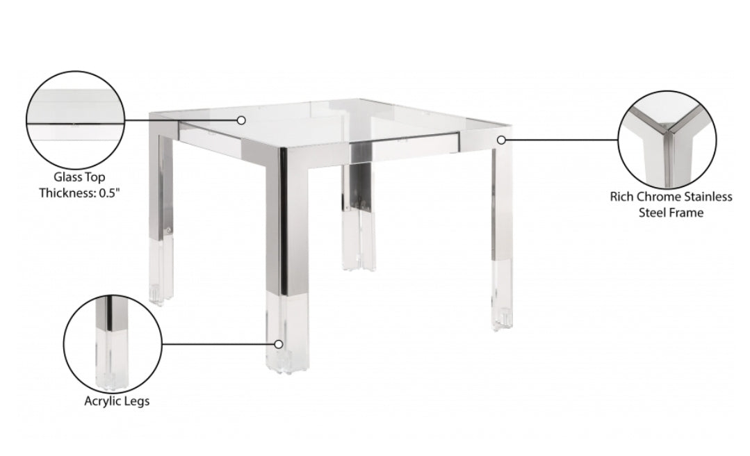 Jackie Silver/Acrylic Dining Table