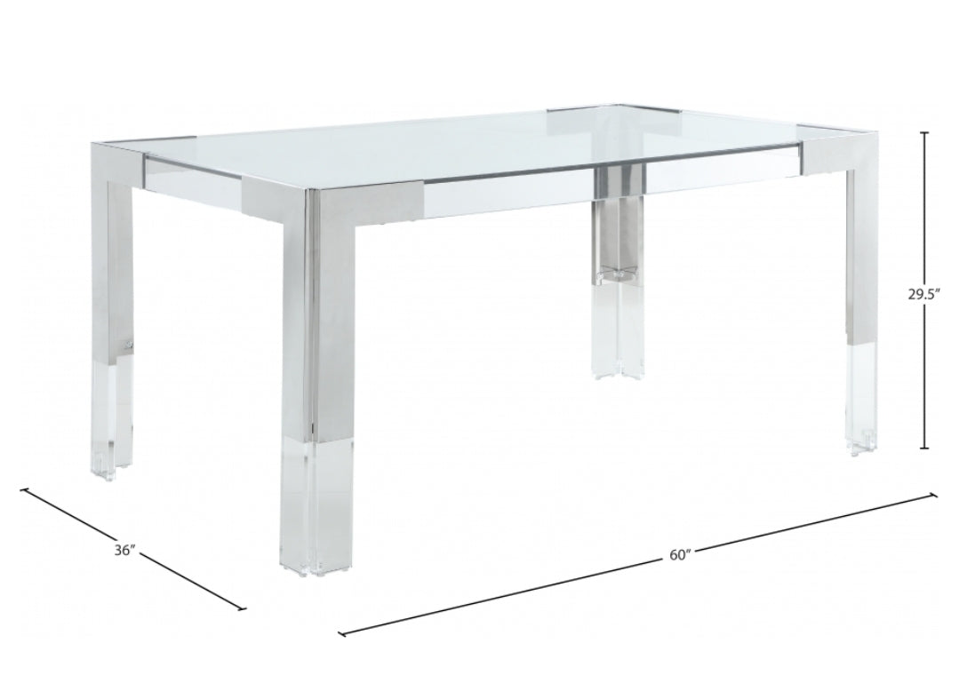 Jackie Silver/Acrylic Dining Table