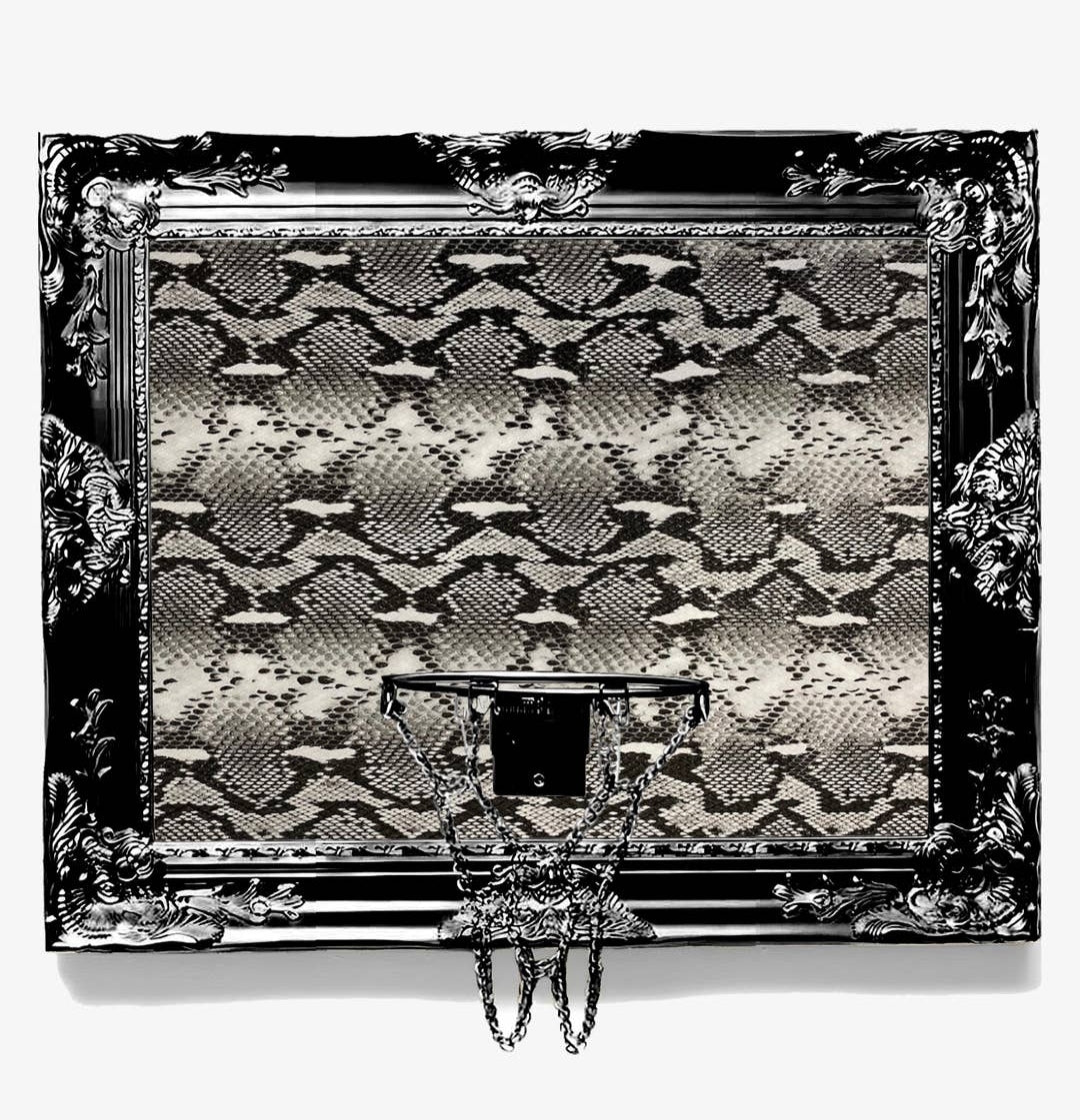 Designer Inspired Black/White Snake Skin Basketball Hoop
