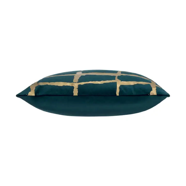 Teal & Gold Velvet Pillow