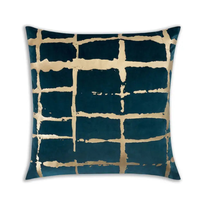 Teal & Gold Velvet Pillow