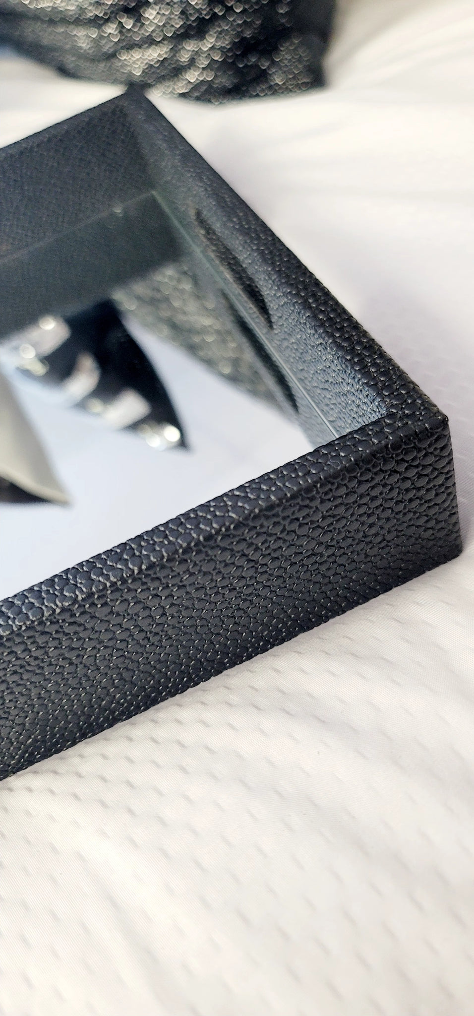 Black Faux Leather Reptile Print Tray