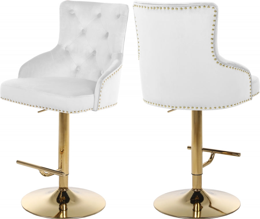 Velvet Adjustable Bar Stool w/Gold