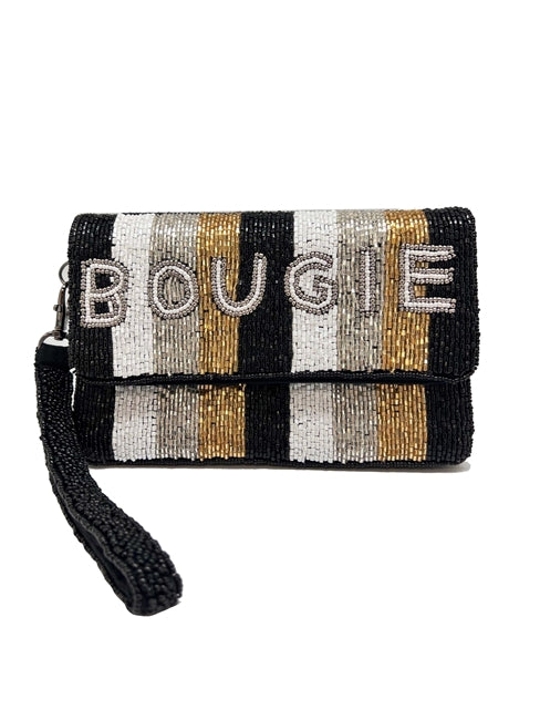 BOUGIE Stripes Wristlet Beaded Bag