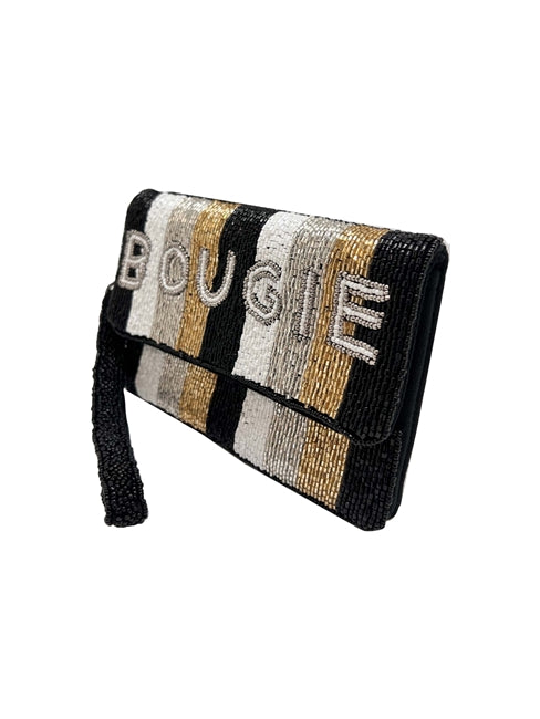 BOUGIE Stripes Wristlet Beaded Bag