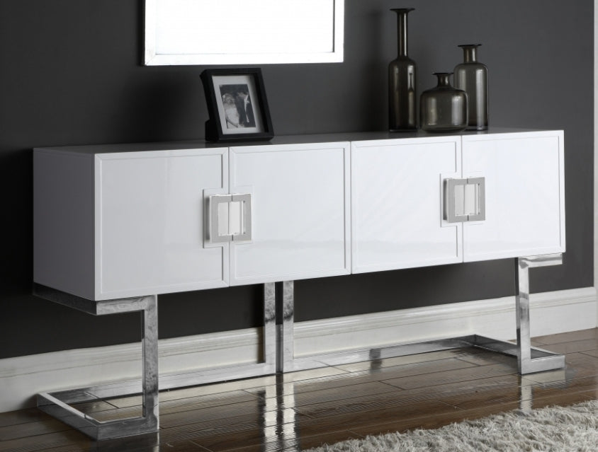 Jackie Chrome/White Console Table