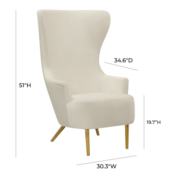 Katelra Cream Velvet Wingback Chair