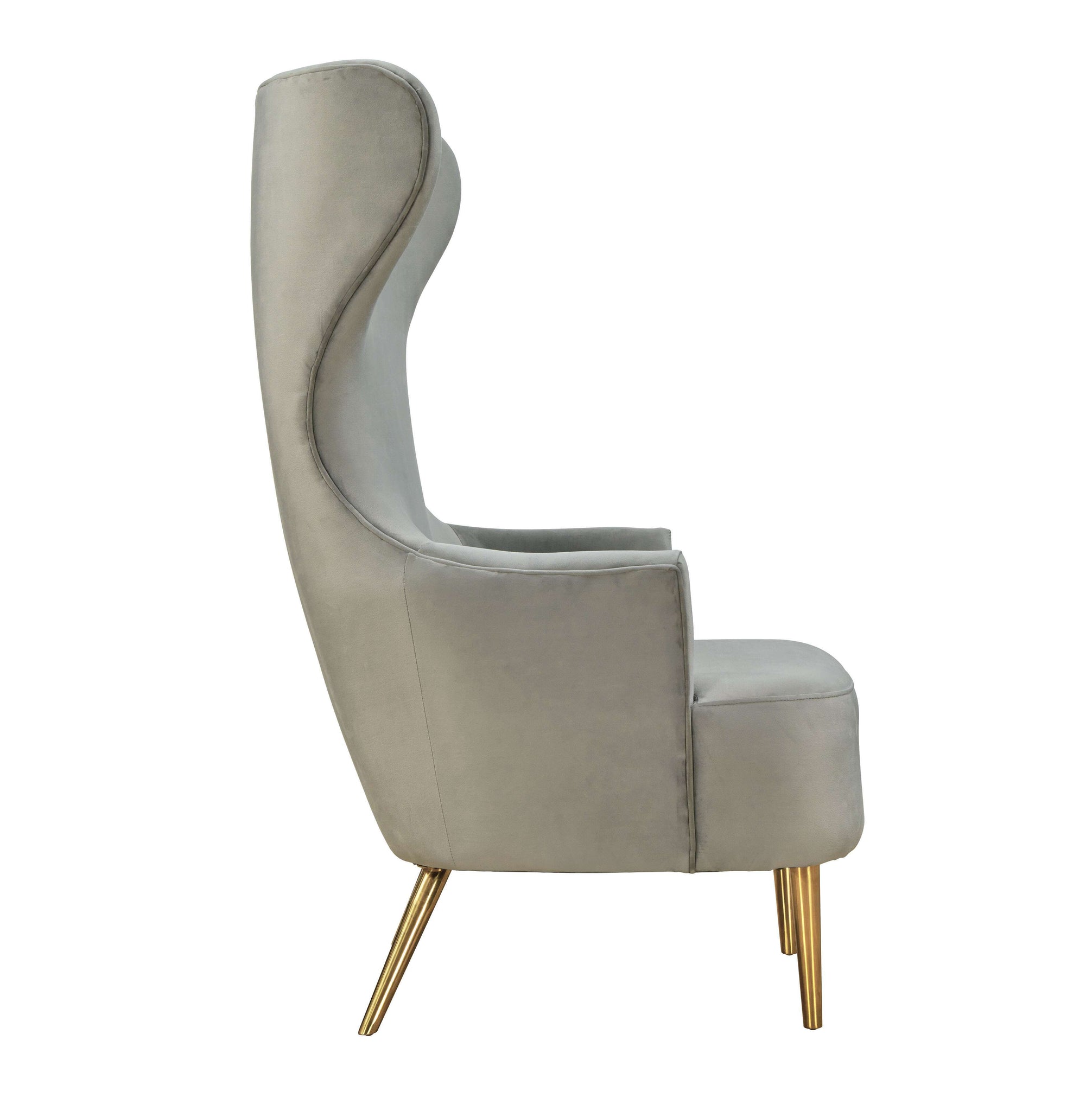 Katelra Grey Velvet Wingback Chair
