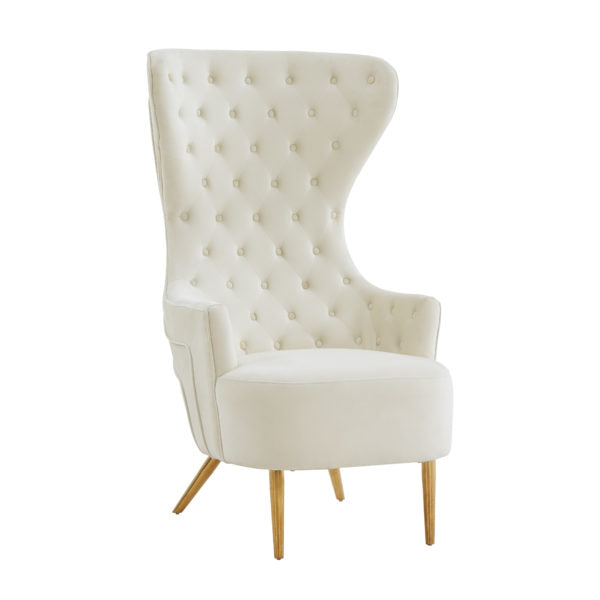 Aaliyah Cream Velvet Wingback Chair