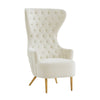 Aaliyah Cream Velvet Wingback Chair