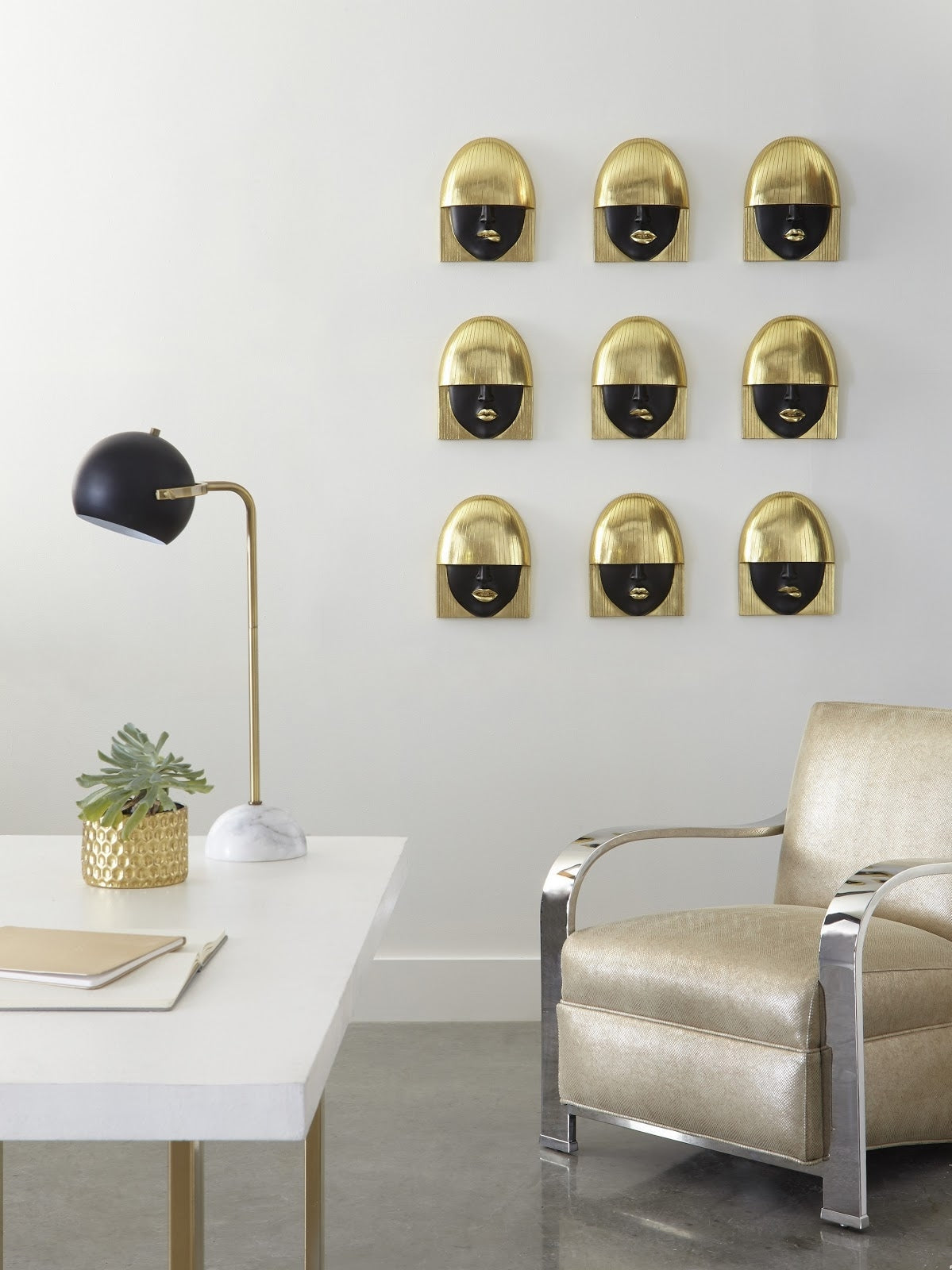 Fashion Faces Black & Gold Wall Art Set of 3-Small