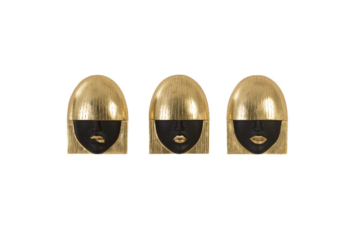 Fashion Faces Black & Gold Wall Art Set of 3-Small