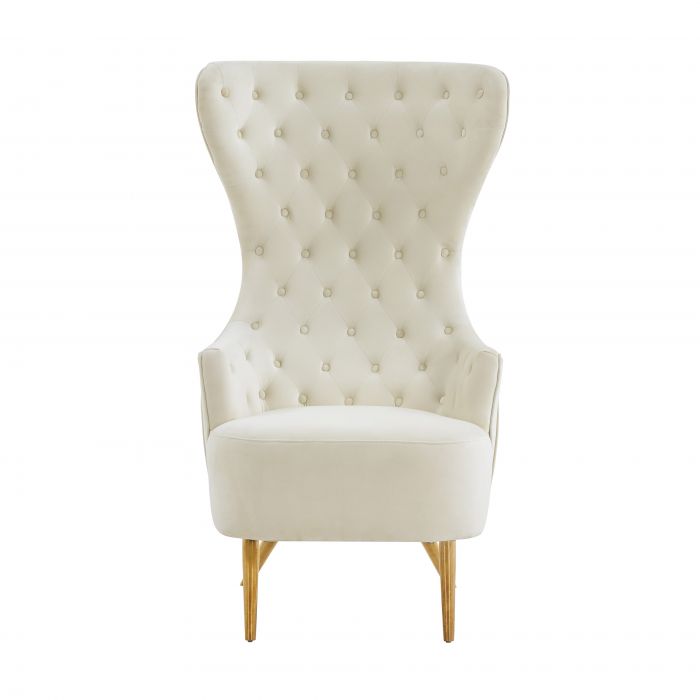 Aaliyah Cream Velvet Wingback Chair