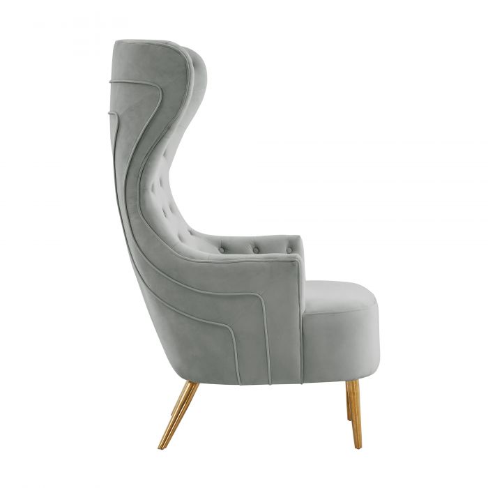 Aaliyah Cream Velvet Wingback Chair