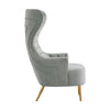 Aaliyah Grey Velvet Wingback Chair