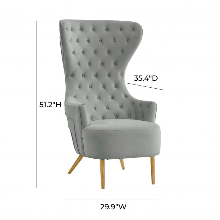 Aaliyah Cream Velvet Wingback Chair