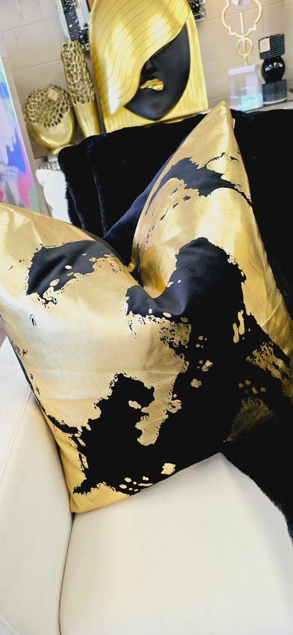 Black/ Gold Abstract Pillow