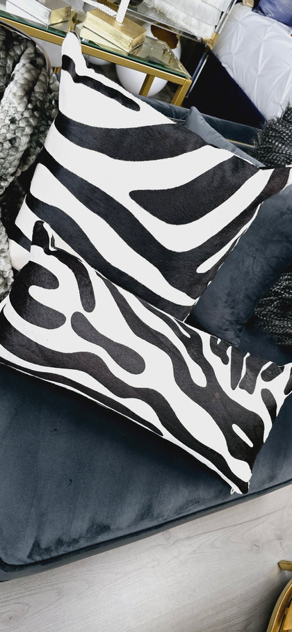 Zebra Natural Cowhide Lumbar Pillow