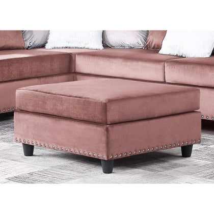 PINK VELVET SQUARE OTTOMAN (CANT BE SHIPPED, STORE PICKUP/or DELIVERY ONLY