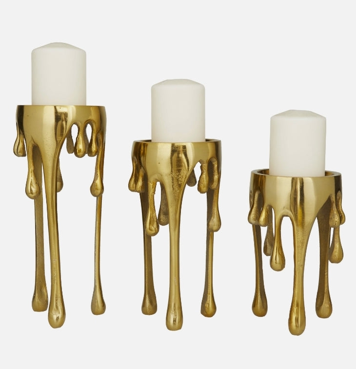 Gold "WAX" Candle Holder Set