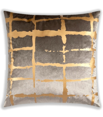 Grey & Gold Velvet Pillow