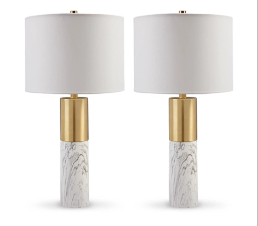 Faux Marble Table Lamp - Set of 2 (Store Pickup Only)