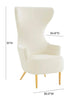 Janna Cream Velvet Channel Tufted Wingback Chair