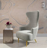 Janna Gray Velvet Channel Tufted Wingback Chair