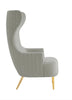 Janna Gray Velvet Channel Tufted Wingback Chair