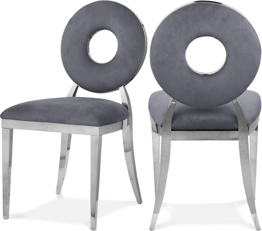 "O" Velvet Dining Chair - Chrome
