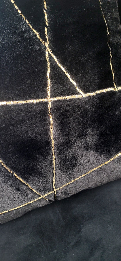 Black/Gold Faux Fur Pillows Set/2