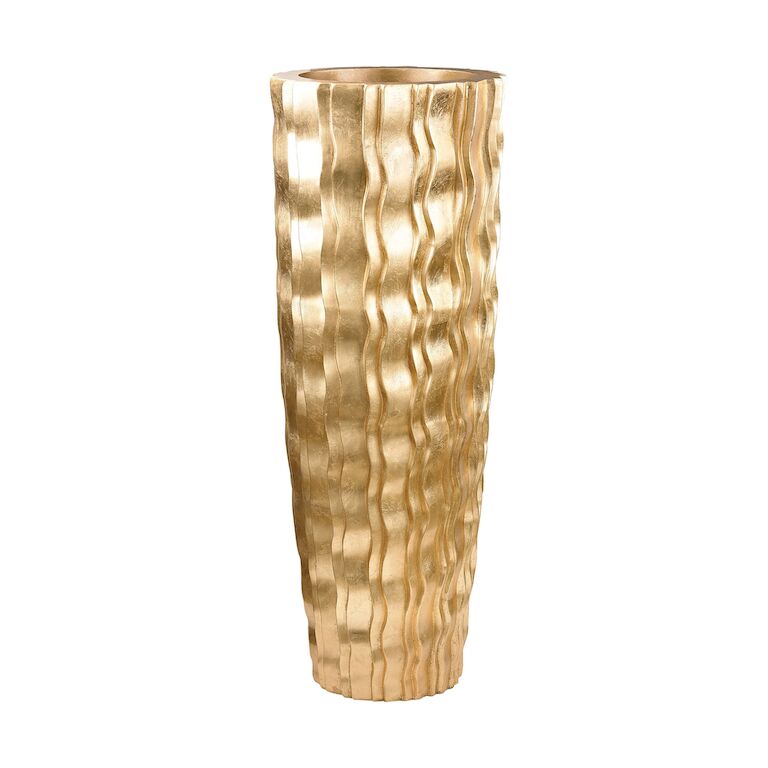 Gold Ripple Floor Vase-Large