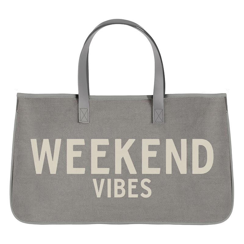 Weekend Vibes Gray Canvas Tote