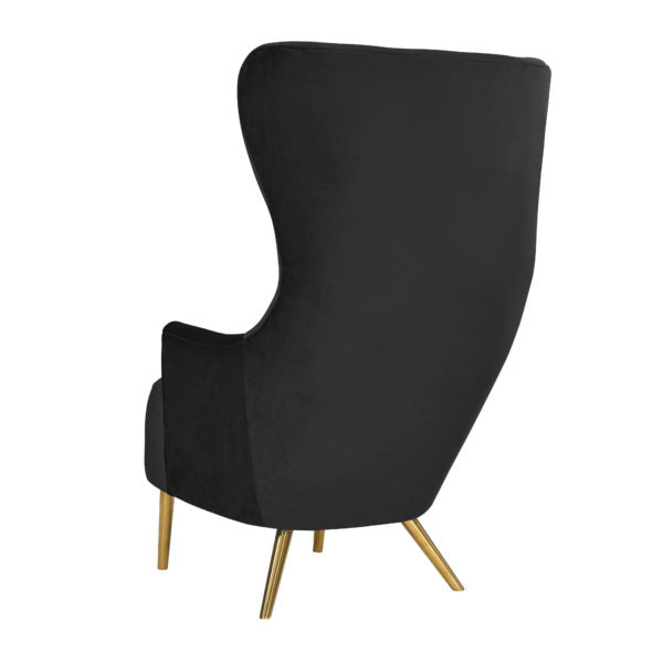 Katelra Black Velvet Wingback Chair
