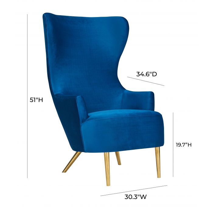 Katelra Blue Velvet Wingback Chair