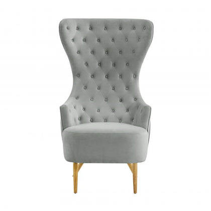 Aaliyah Grey Velvet Wingback Chair